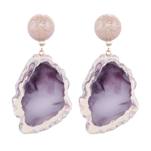 Acrylic Stone Purple Earrings - Picture 2 of 5